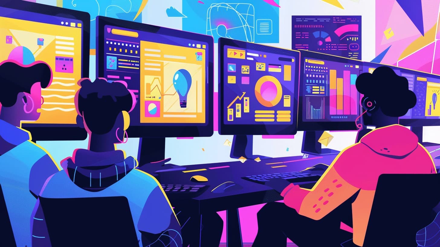 A team working across inventory dashboards